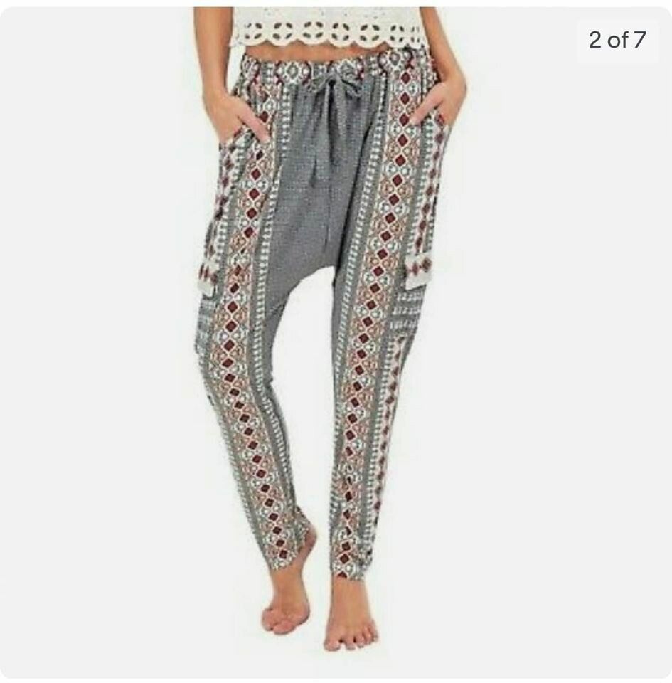 TIGERLILY Vervou Terracotta White Black Drop Crotch Low Rise Harem Pants