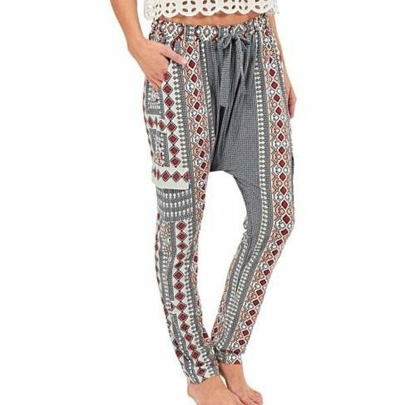 TIGERLILY Vervou Terracotta Stretch Drop Crotch Low Rise Harem Pants