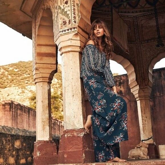 TIGERLILY Matano Blue Floral Palazzo Wide Leg Pants Flares
