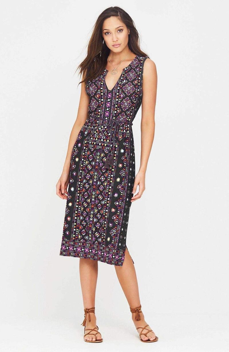 TIGERLILY Anahata Sleeveless Black Stretch Jersey Midi Dress RRP$200