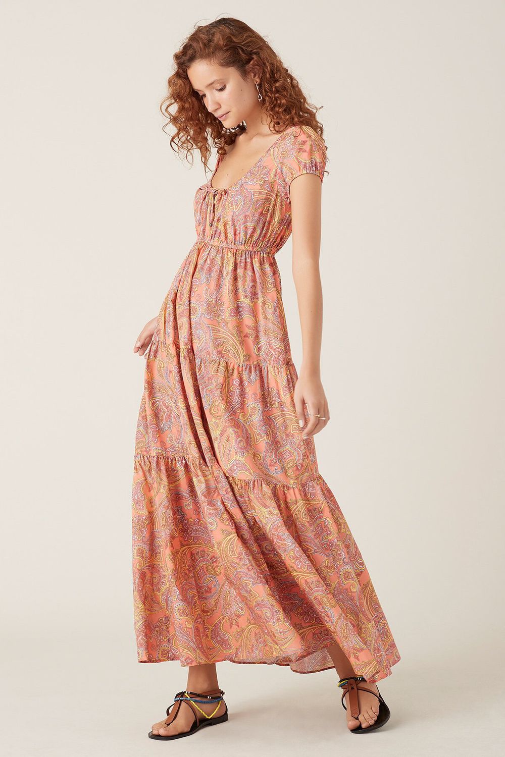 TIGERLILY Sisandia Short Sleeve Tiered Maxi Dress