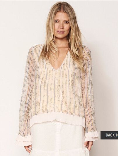 STEVIE MAY Valiant Stripe Ruffle Long Bell Sleeve Blouse RRP$199