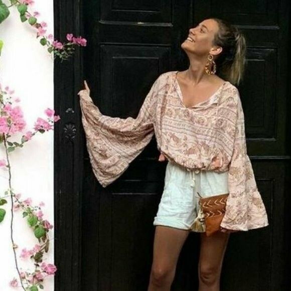 TIGERLILY Aziza Pink Bell Sleeve Top Blouse RRP$200