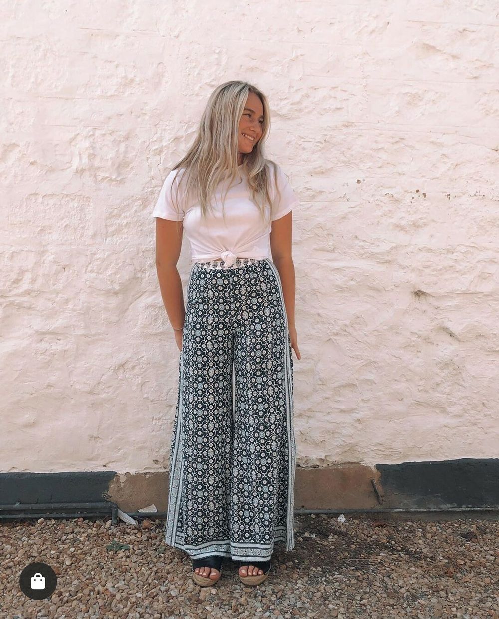 TIGERLILY Odia Green White High Waisted Wide Leg Pants NWT RRP$199
