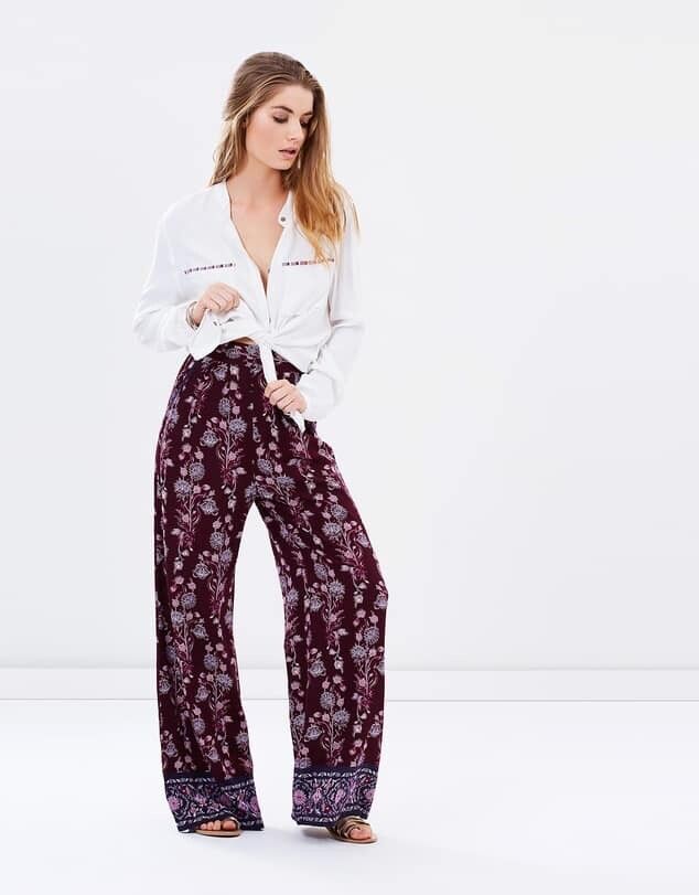 TIGERLILY Carriacou Purple High Waisted Wide Leg Pants RRP$199