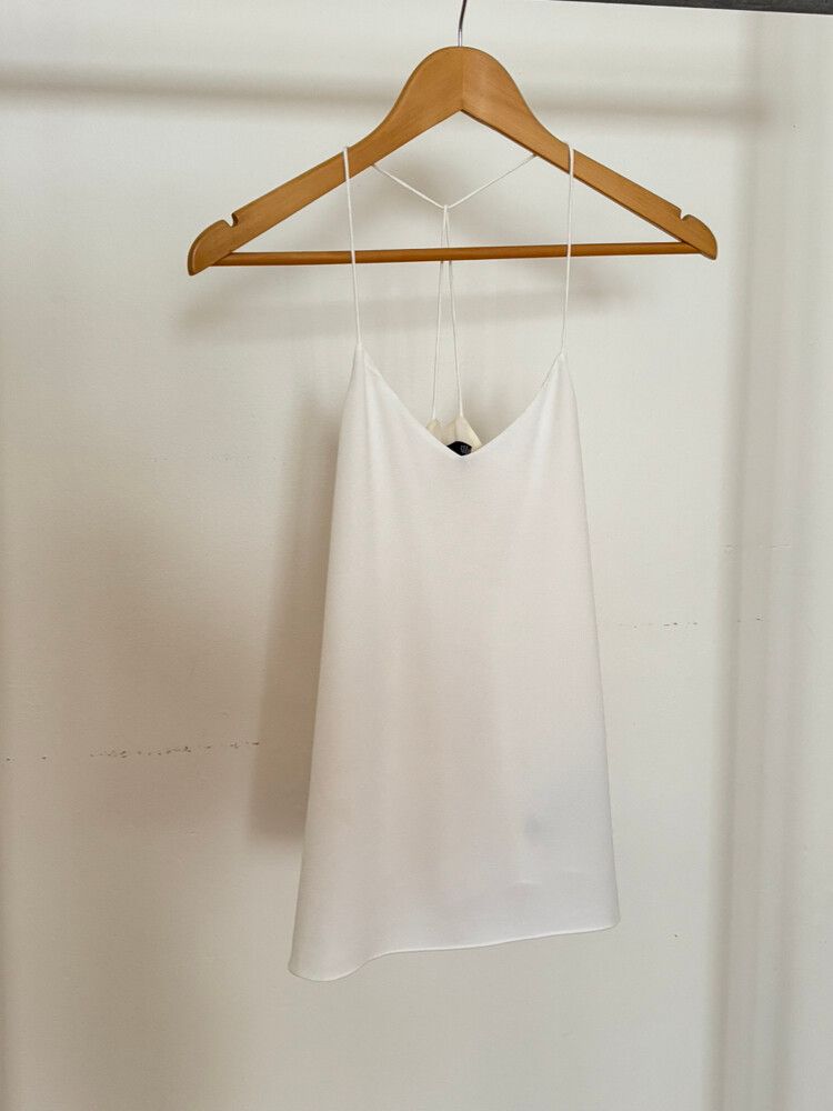 Tibi White Silk Mix Spaghetti Strap Top Size 0