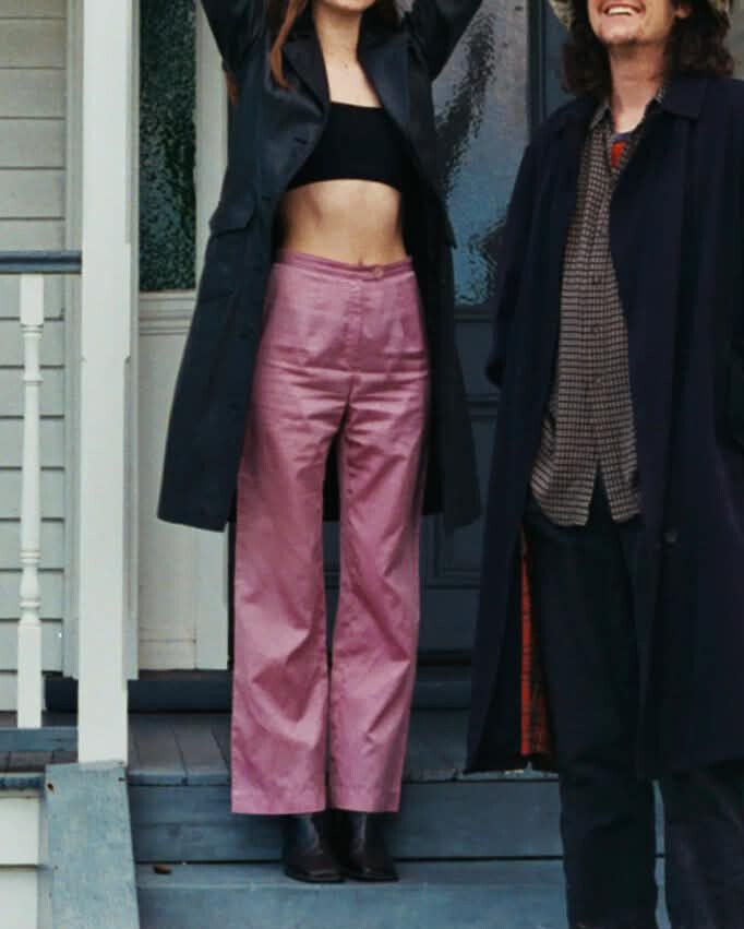 Pink silk pants
