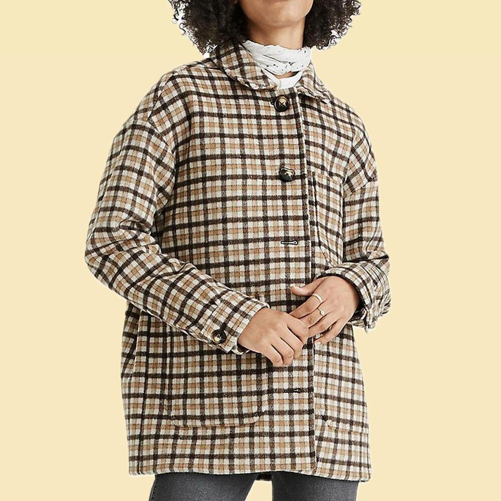madewell plaid coat XS