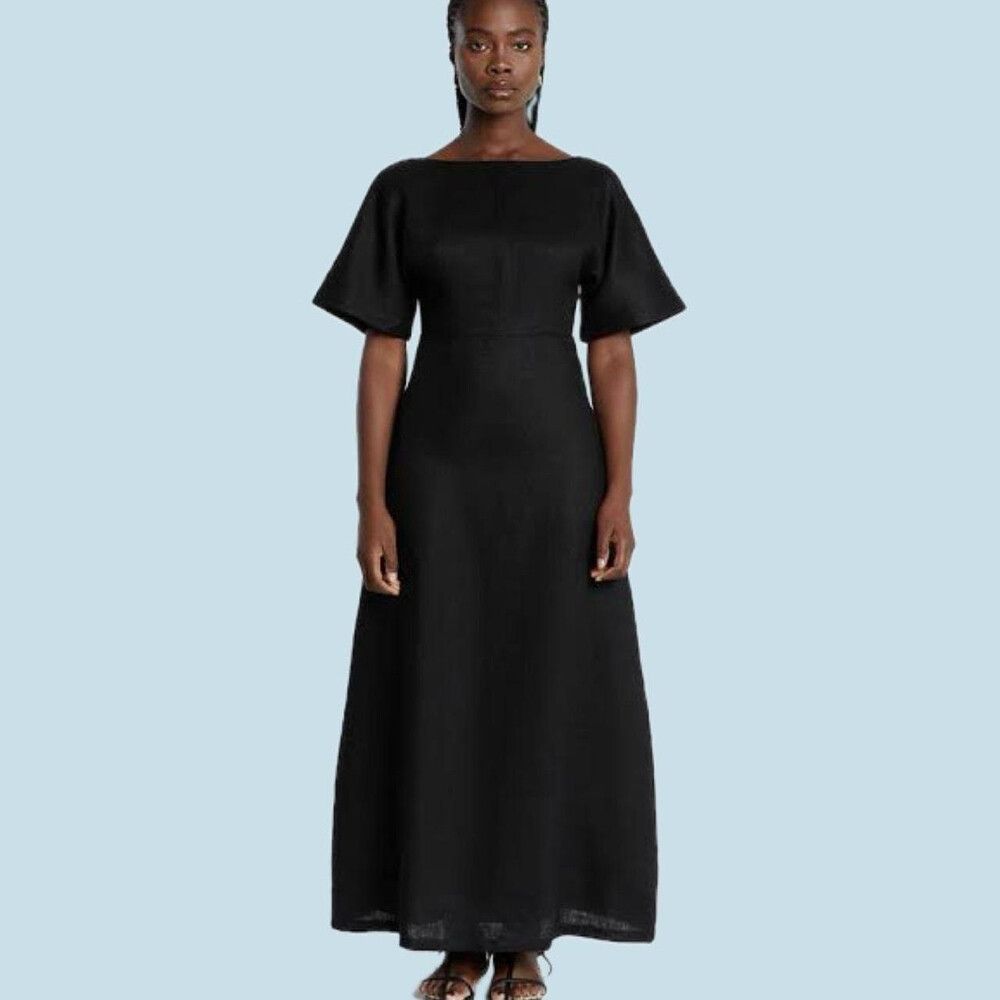 dissh black linen lydall dress size 6