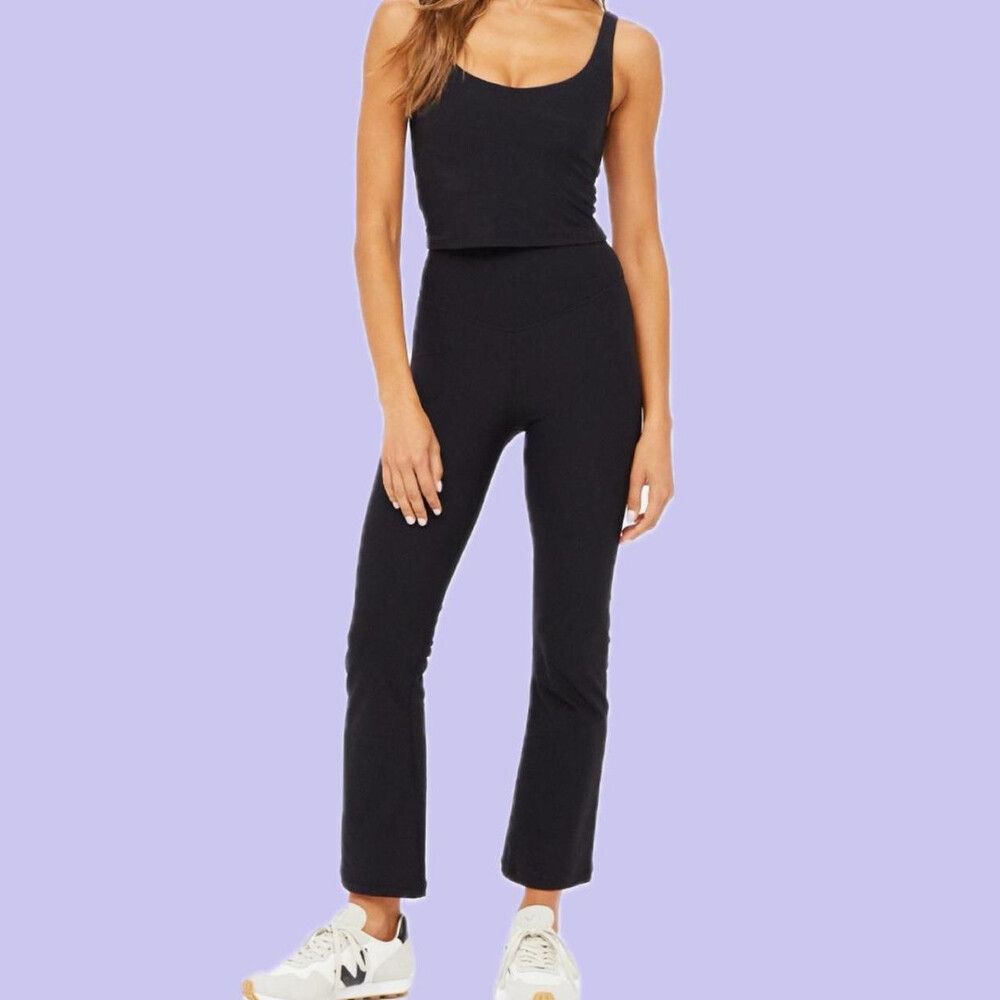 the upside thia cropped flare black pants size XS