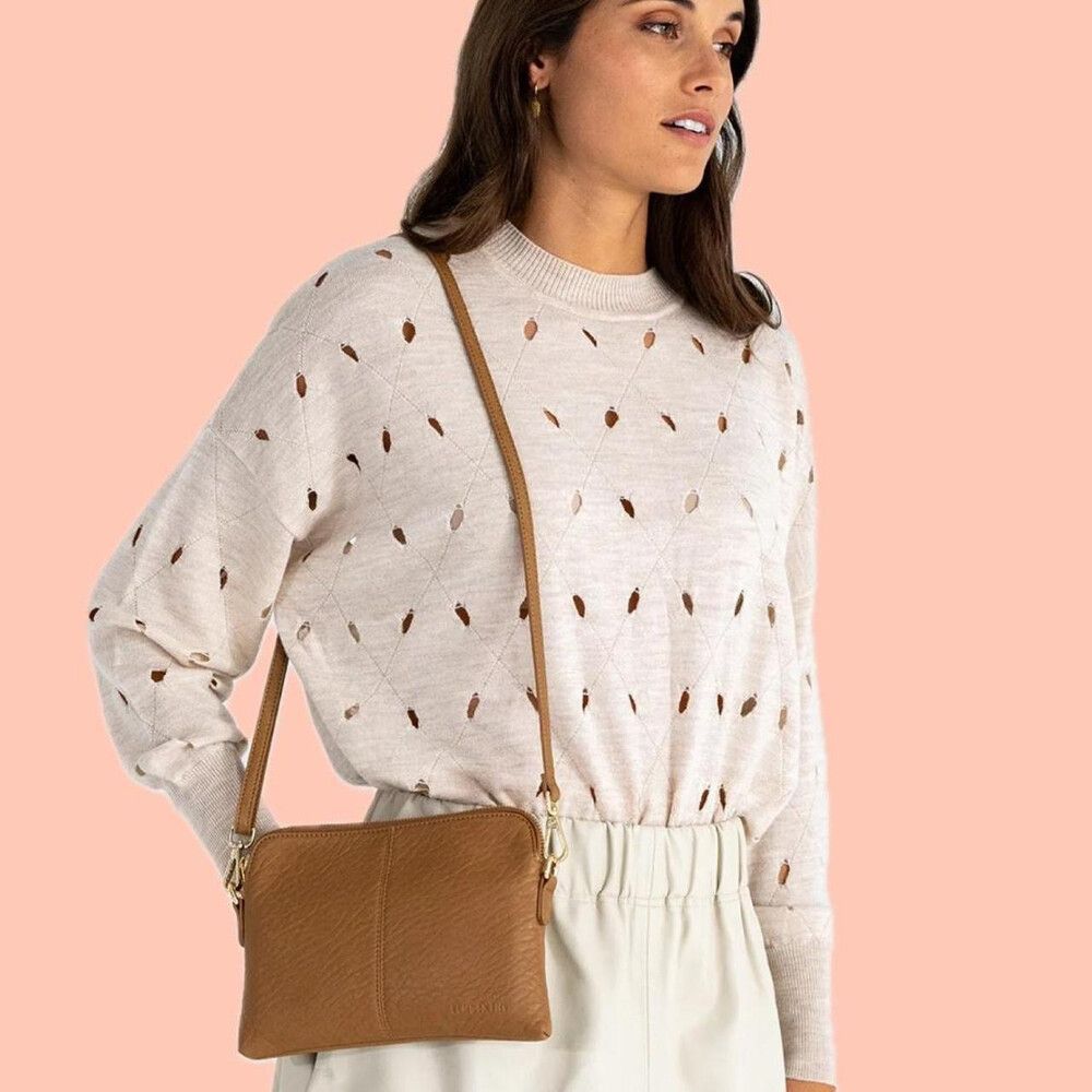 elms and king brown crossbody bag