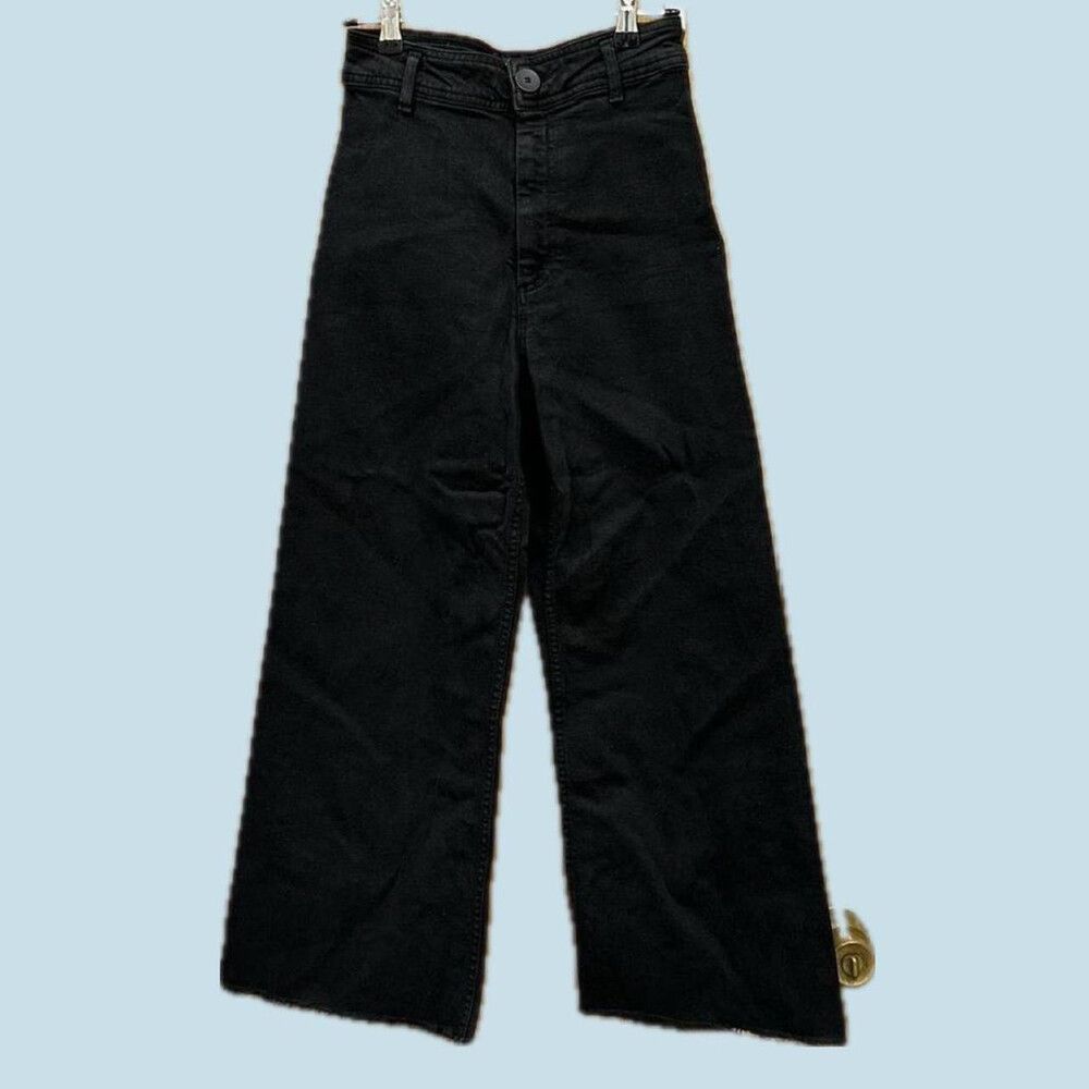 zara marine straight leg pants black jeans size 34, XS