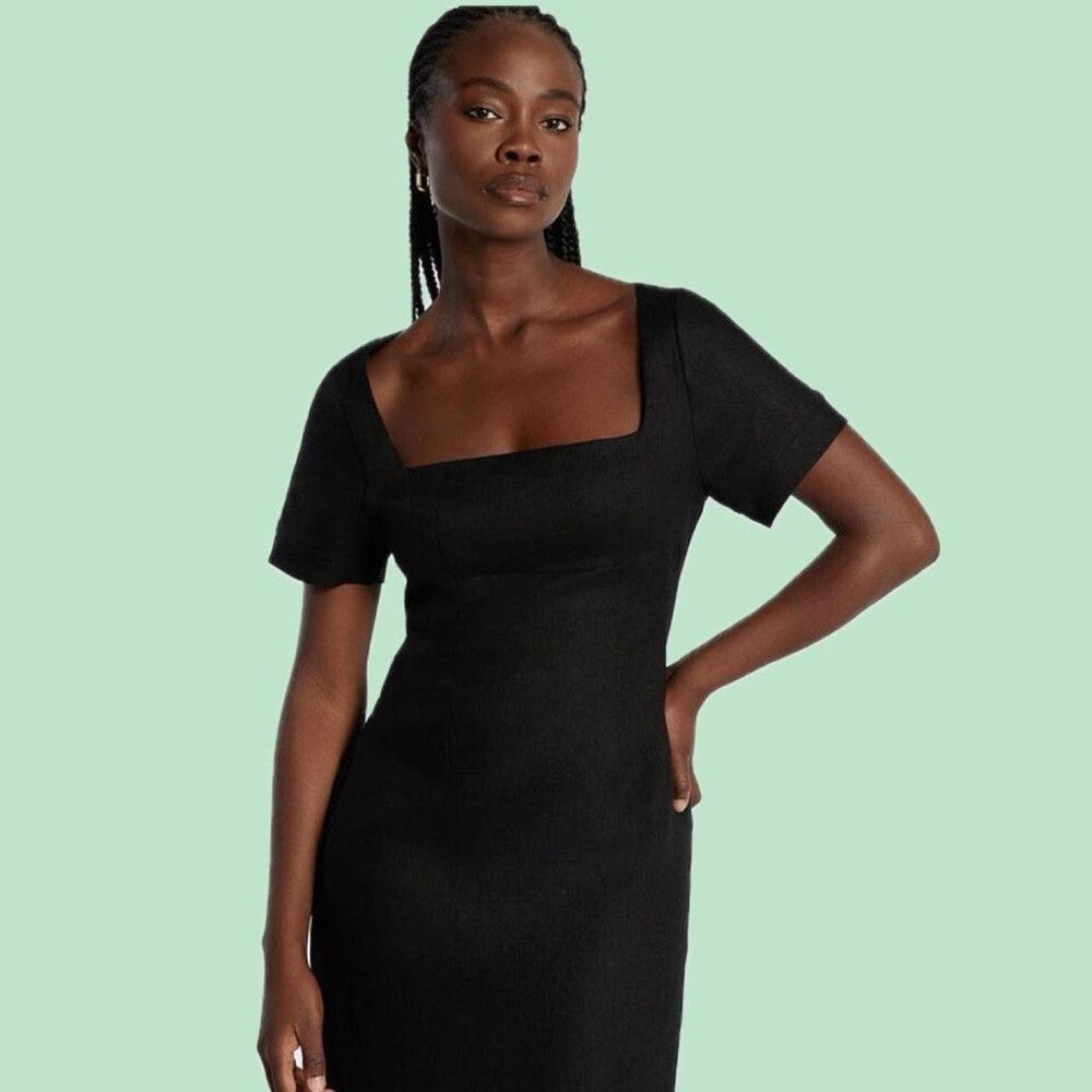 DISSH jamie black linen midi dress size 6