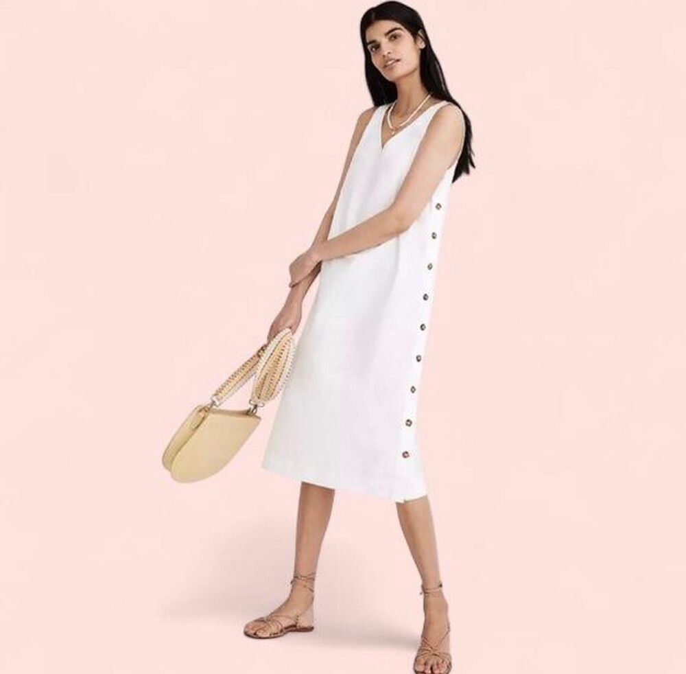 Madewell - MADEWELL WHITE LINEN BLEND V NECK DRESS SIZE XXS on Designer Wardrobe Madewell - MADEWELL WHITE LINEN BLEND V NECK DRESS SIZE XXS on Designer Wardrobe