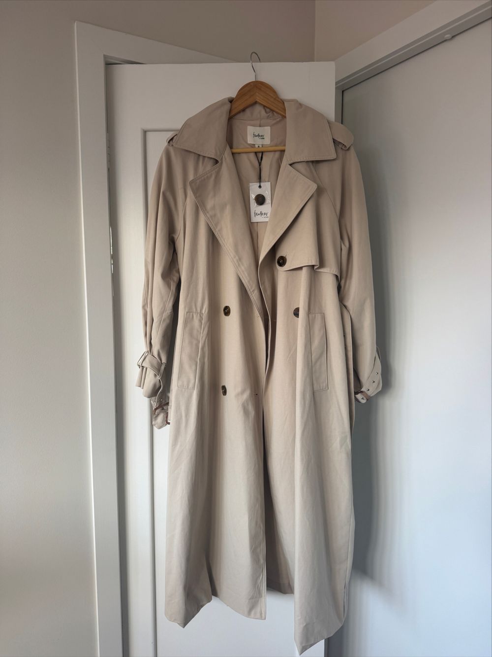 BRAND NEW Feather + Noise Beige Longline Trench Coat