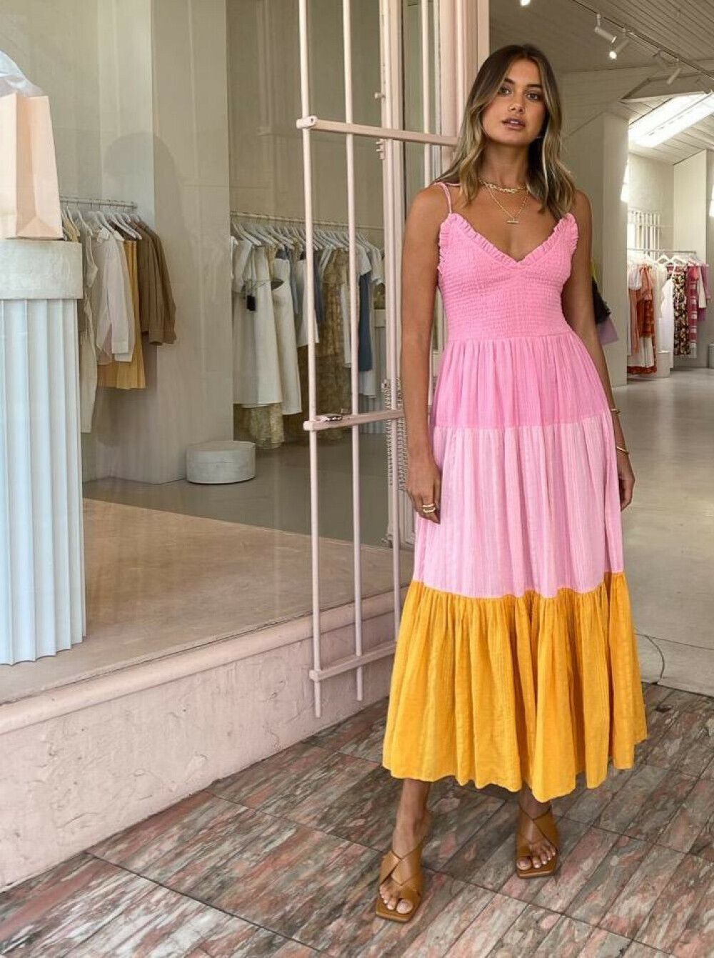 steele orange dress Madelina Dress in Carnivale Stripe | steele label