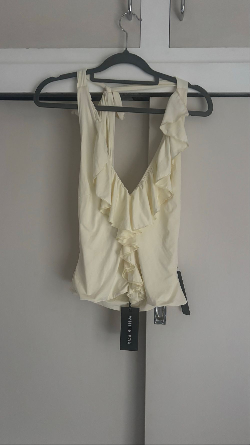 White Fox Cream Halter Top