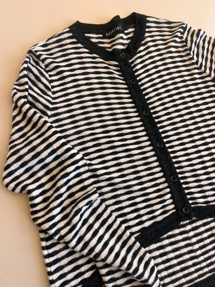 Sabatini Striped Sparkle Knit Cardigan