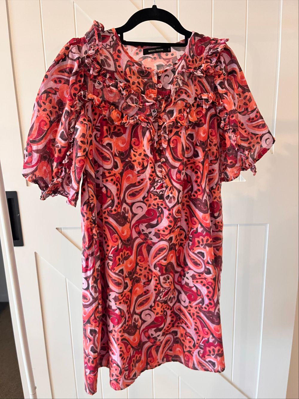 Magali Pascal Silk Cotton Ruffle Dress | Size XS