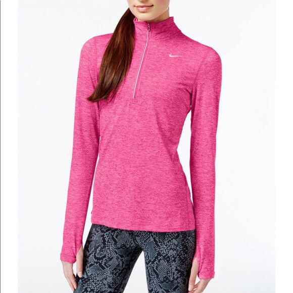 pink nike half zip running top