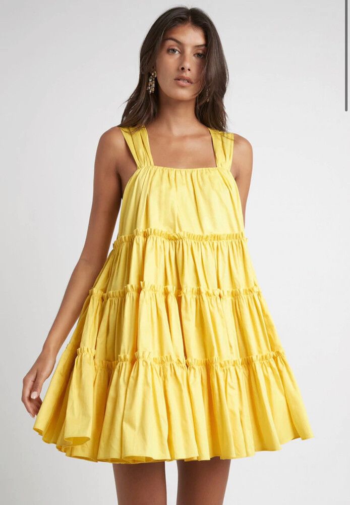 knee length dresses for ladies Aje - Yellow Women Party/Cocktail Dress