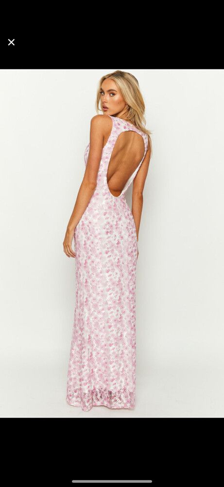 Beginning Boutique - Farida Pink Lace Maxi Dress on Designer Wardrobe Beginning Boutique - Farida Pink Lace Maxi Dress on Designer Wardrobe