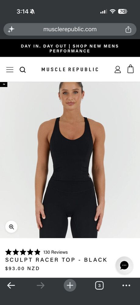 Muscle Republic Black Sculpt Racer Top