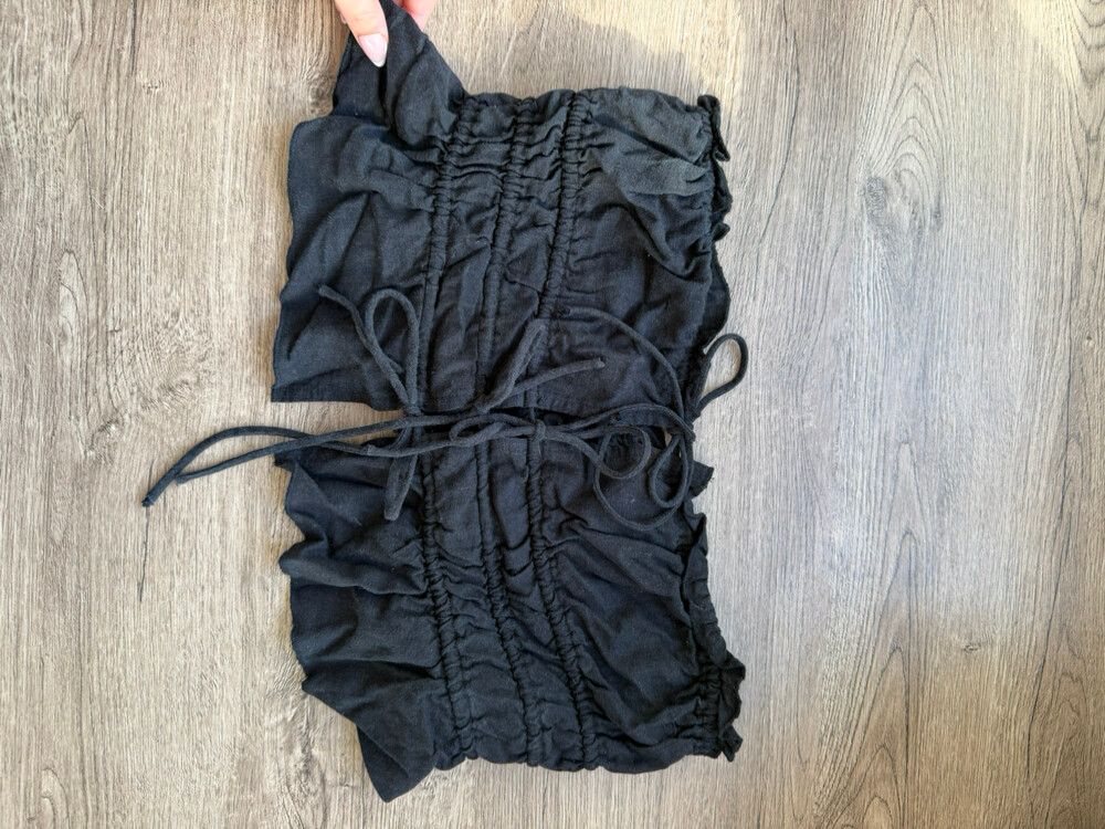 White Fox Black Smocked Tube Top
