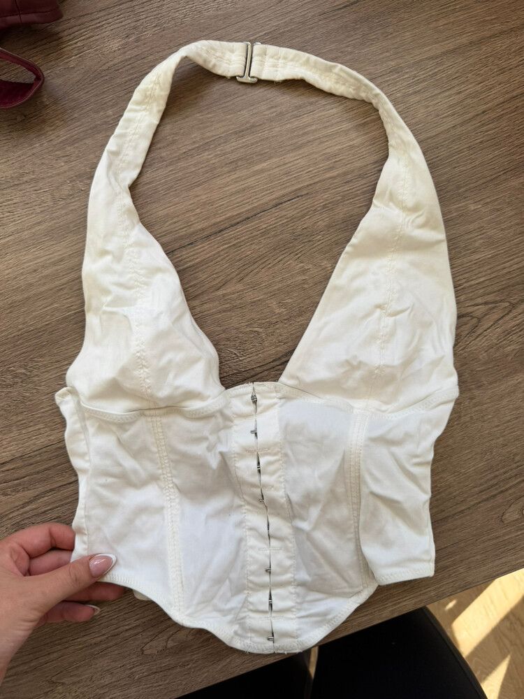 White Fox Cream Halter Corset Top