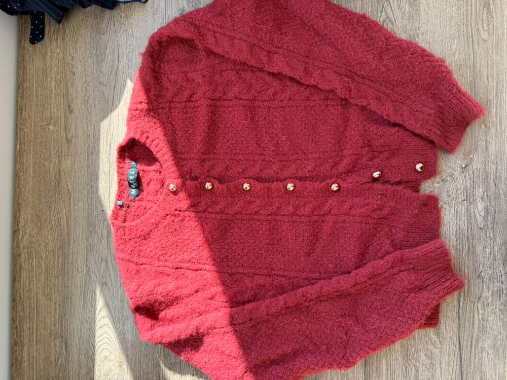 Motel Red Cable Knit Cardigan