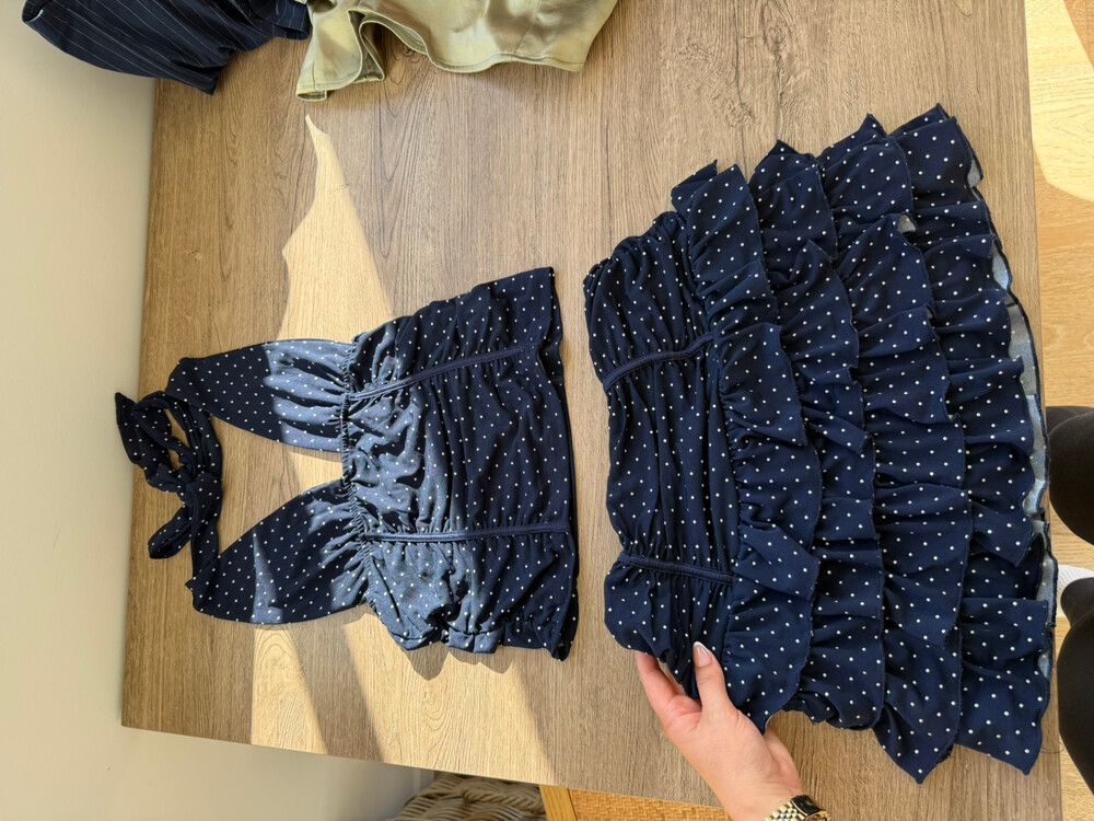 glassons navy and white polkadot matching