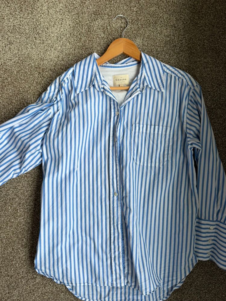 Sezane Blue Striped Shirt