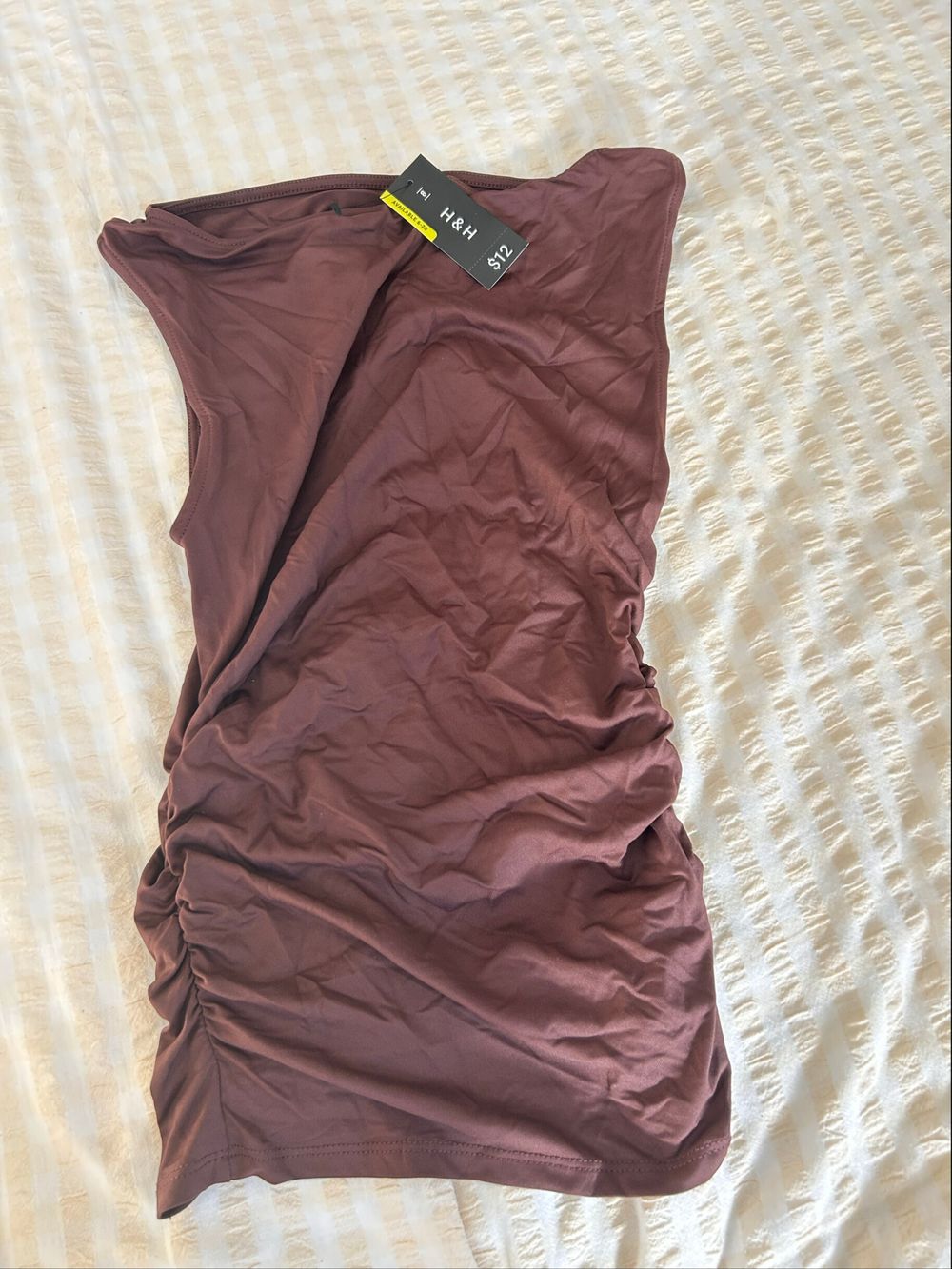 H&H Brown Ruched Sleeveless Top