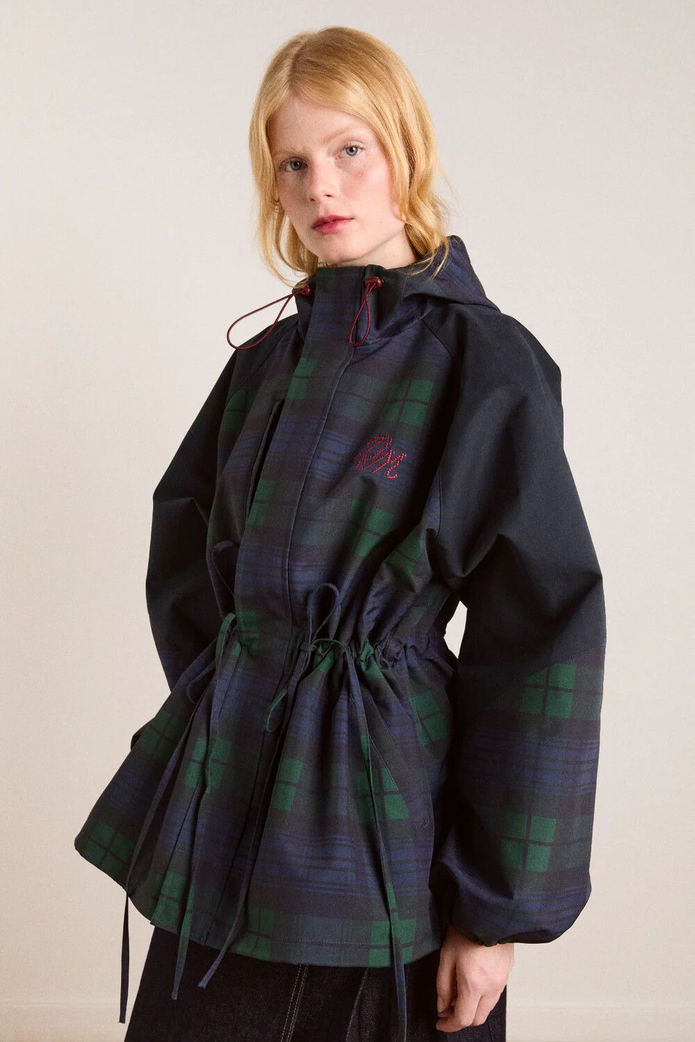 Damson Madder - Liu Shower Proof Raincoat - Navy Check