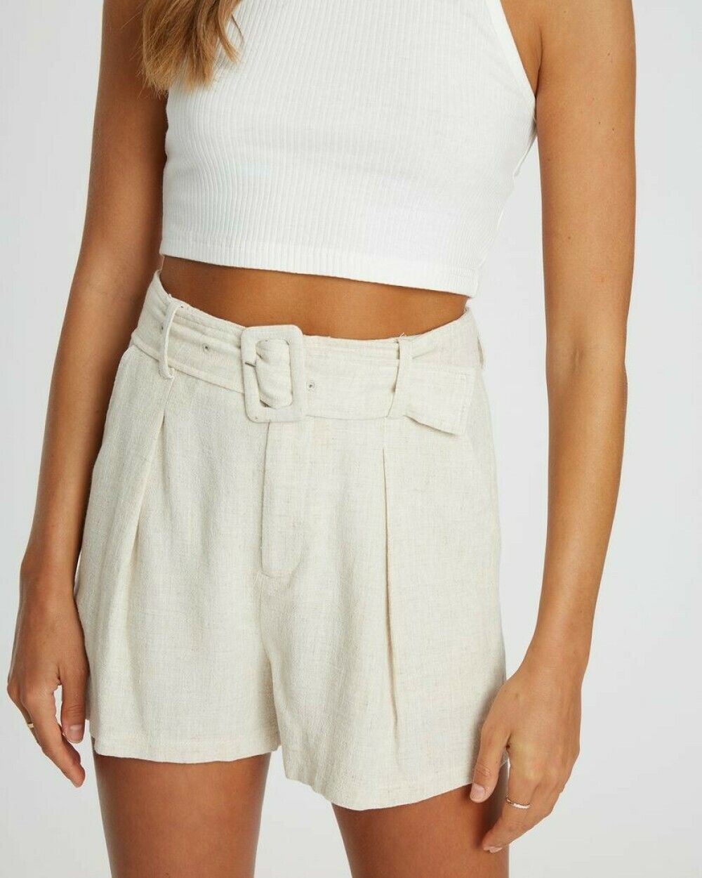 Beige Linen Shorts