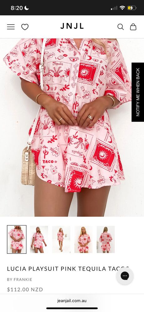 BY FRANKIE- LUCIA PLAYSUIT PINK TEQUILA TACOS