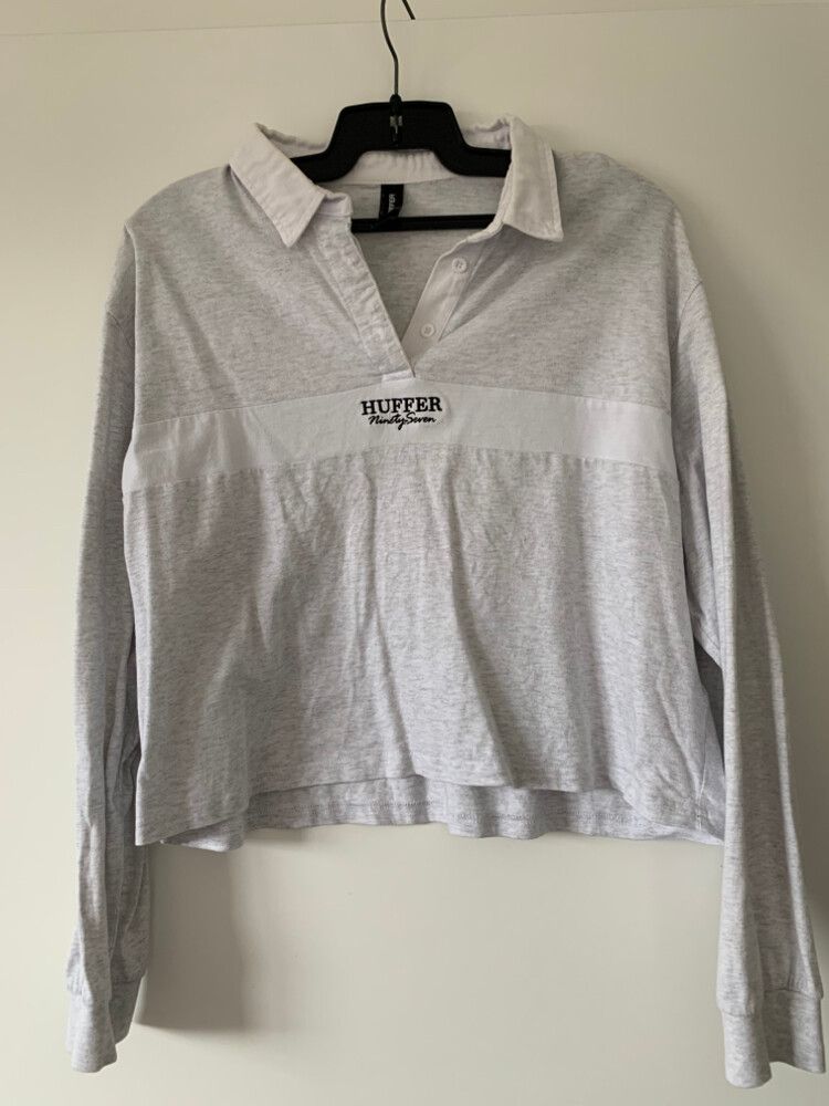 Huffer Grey Collared Top