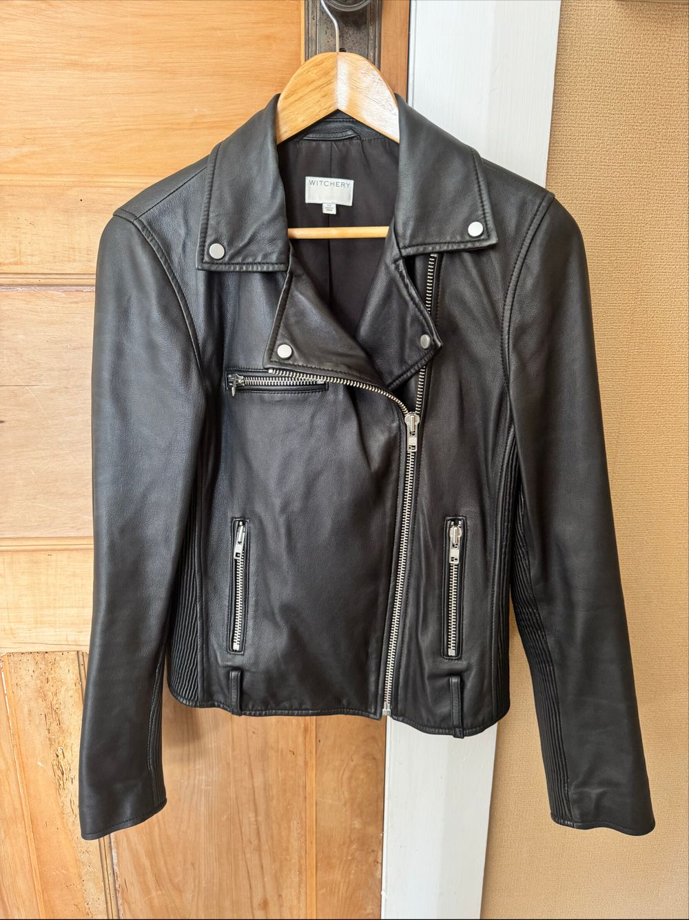 Witchery Black Leather Biker Jacket