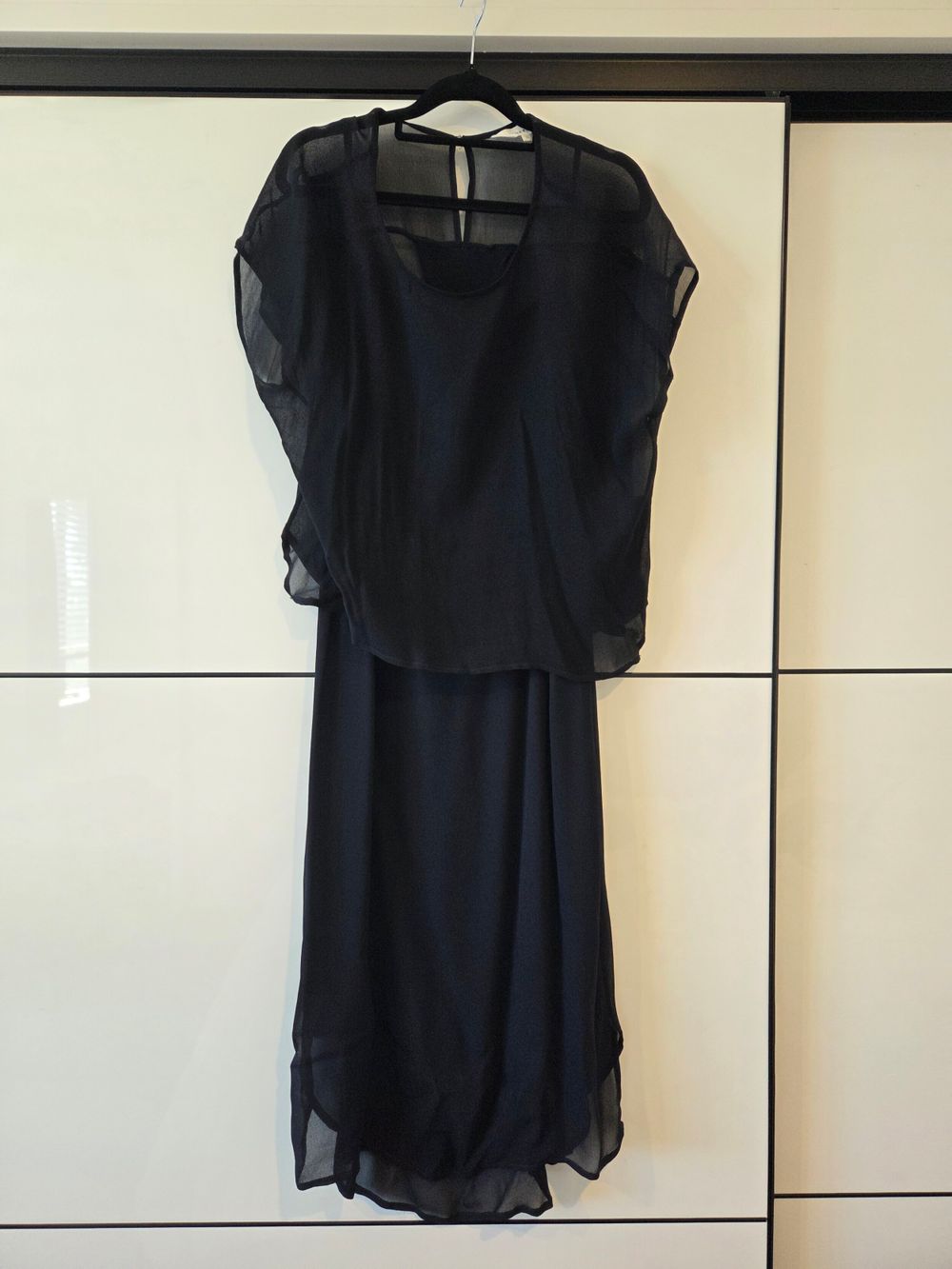 MINERAL Dark Navy Sheer Overlay Dress