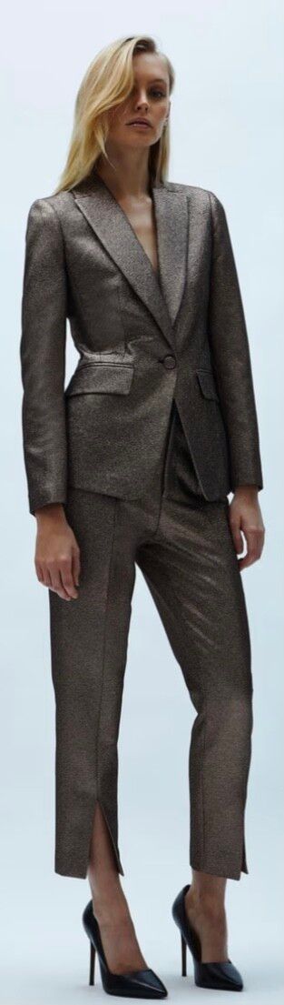 Coast metallic Jacquard blazer and pants set in Gold