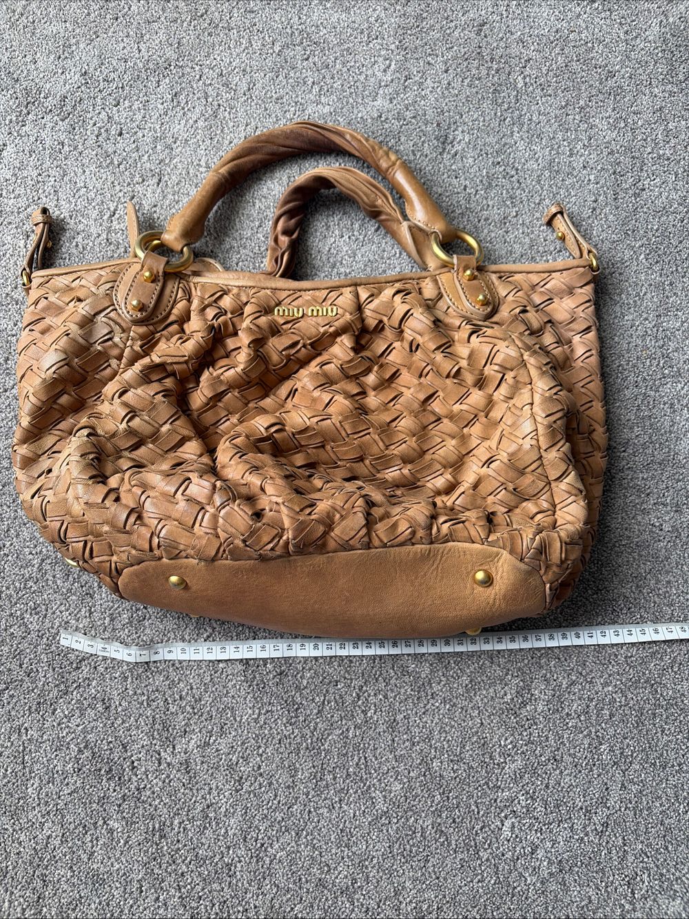 Miu Miu hobo Brown Woven Leather Handbag