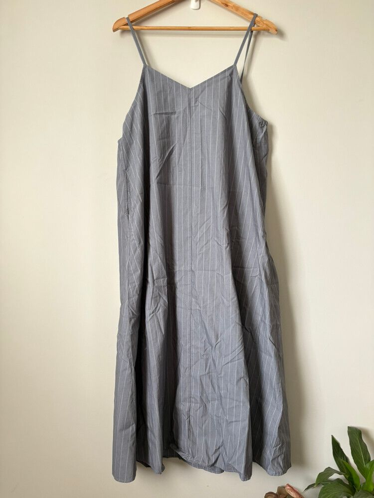 Muji - MUJI Broadcloth Stripe Dress- Blue on Designer Wardrobe
