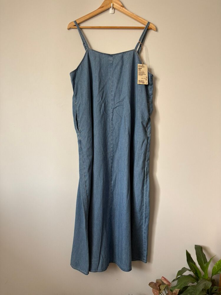 muji denim dress Kapok Blend Denim Dress