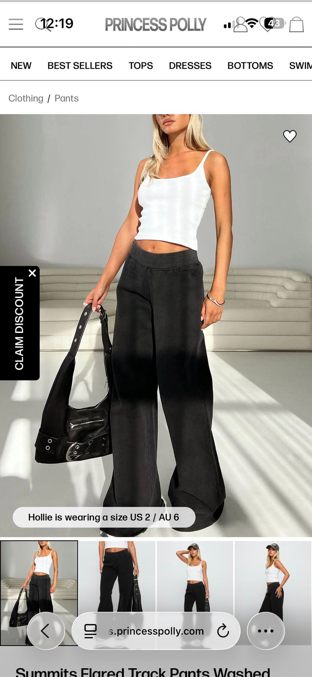 black flared princess polly track pants