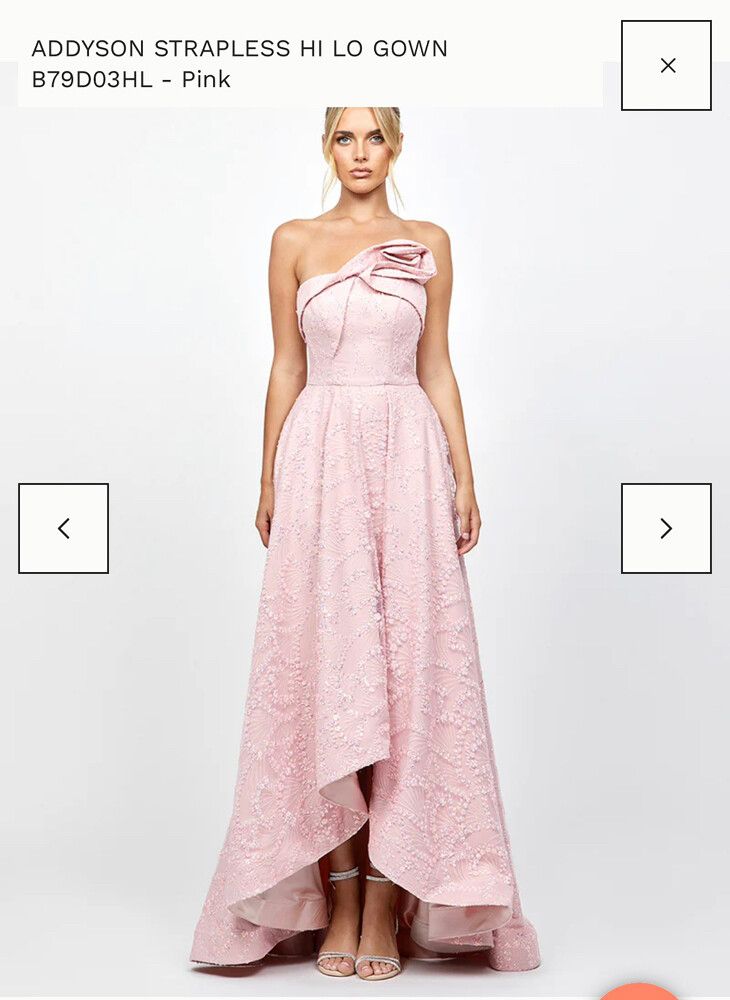 Bariano Pink Strapless Hi Lo Gown
