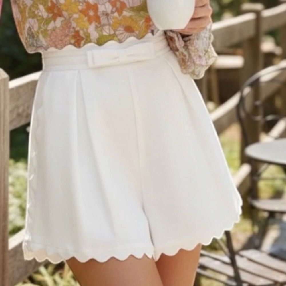 Zimmermann Super Eight Shorts Size 0 / AU 8  Pique Bow White Cotton