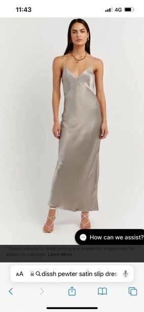 DISSH PEWTER SATIN SLIP DRESS