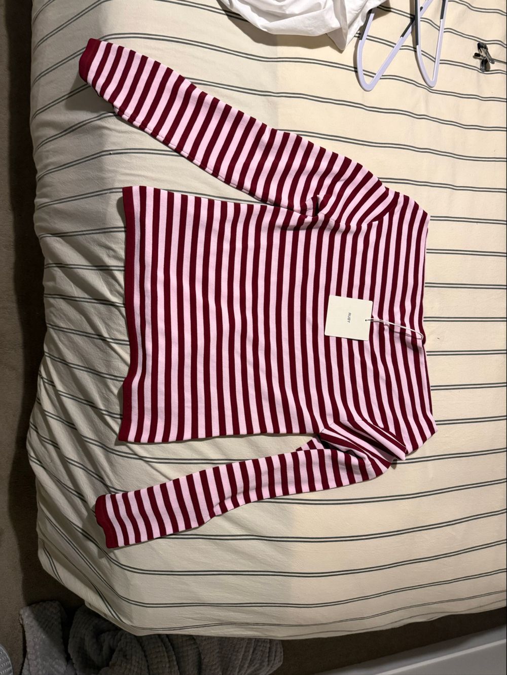 RUBY Pink and Burgundy Striped Knit Top