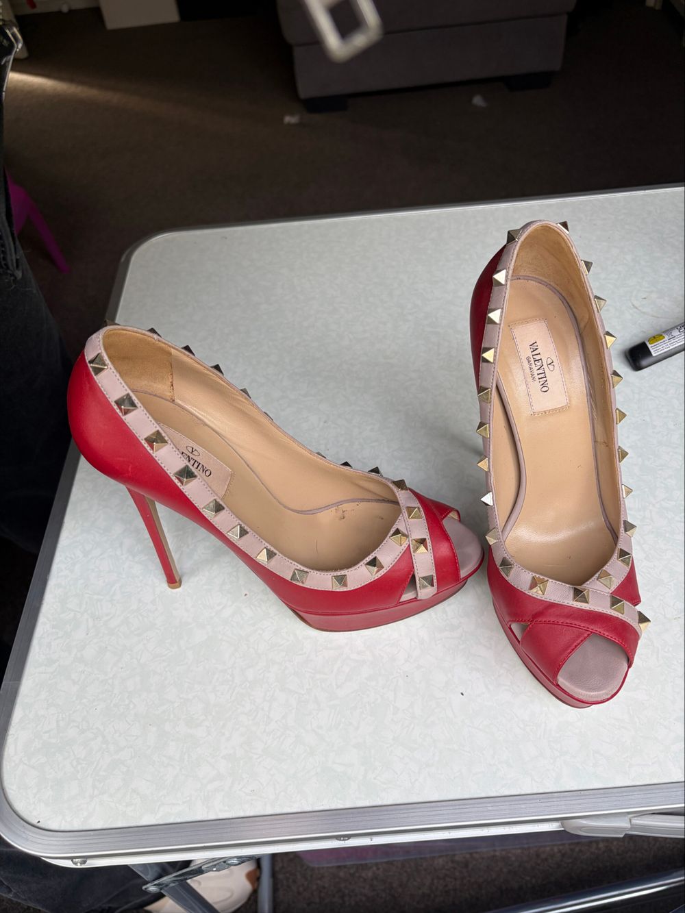 Valentino Red Rockstud peeptoes