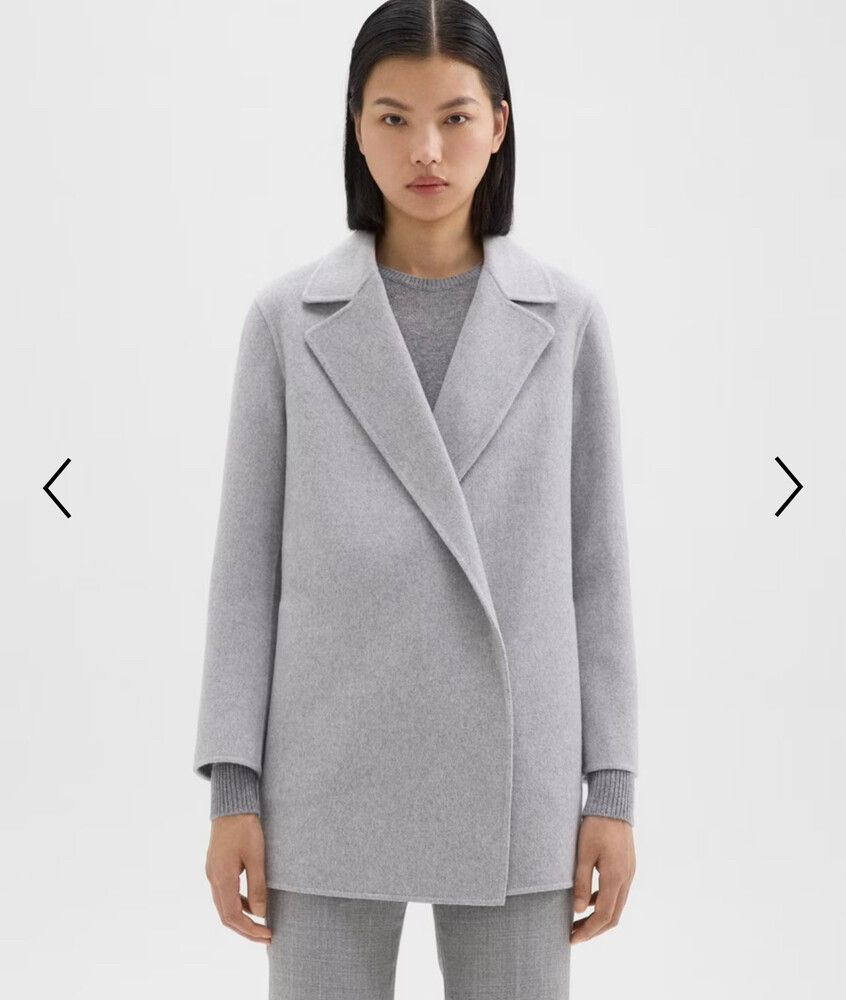 Theory Clairene Grey Wool Cashmere Coat